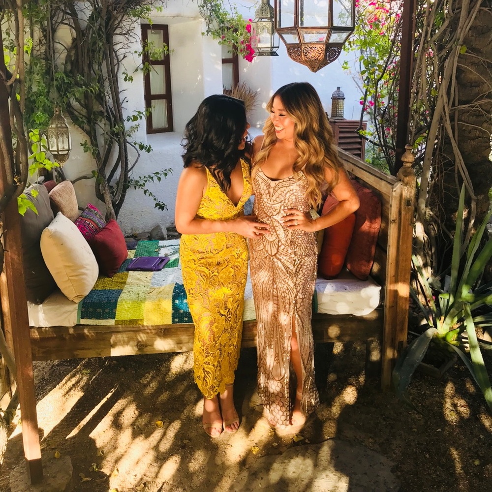 Rose gold sequin dress